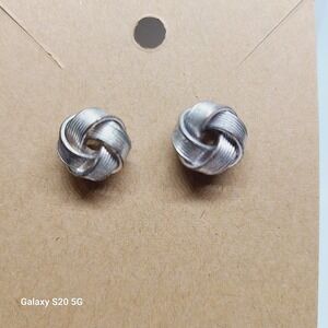 Unknown Brand Silver Tone Knot Stud Earrings Women's Jewelry Pre-Owned‎ Ladies